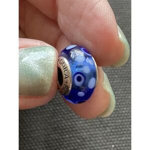 retired Pandora Blue Bubbles Murano glass charm ALE 925 Sterling Silver
